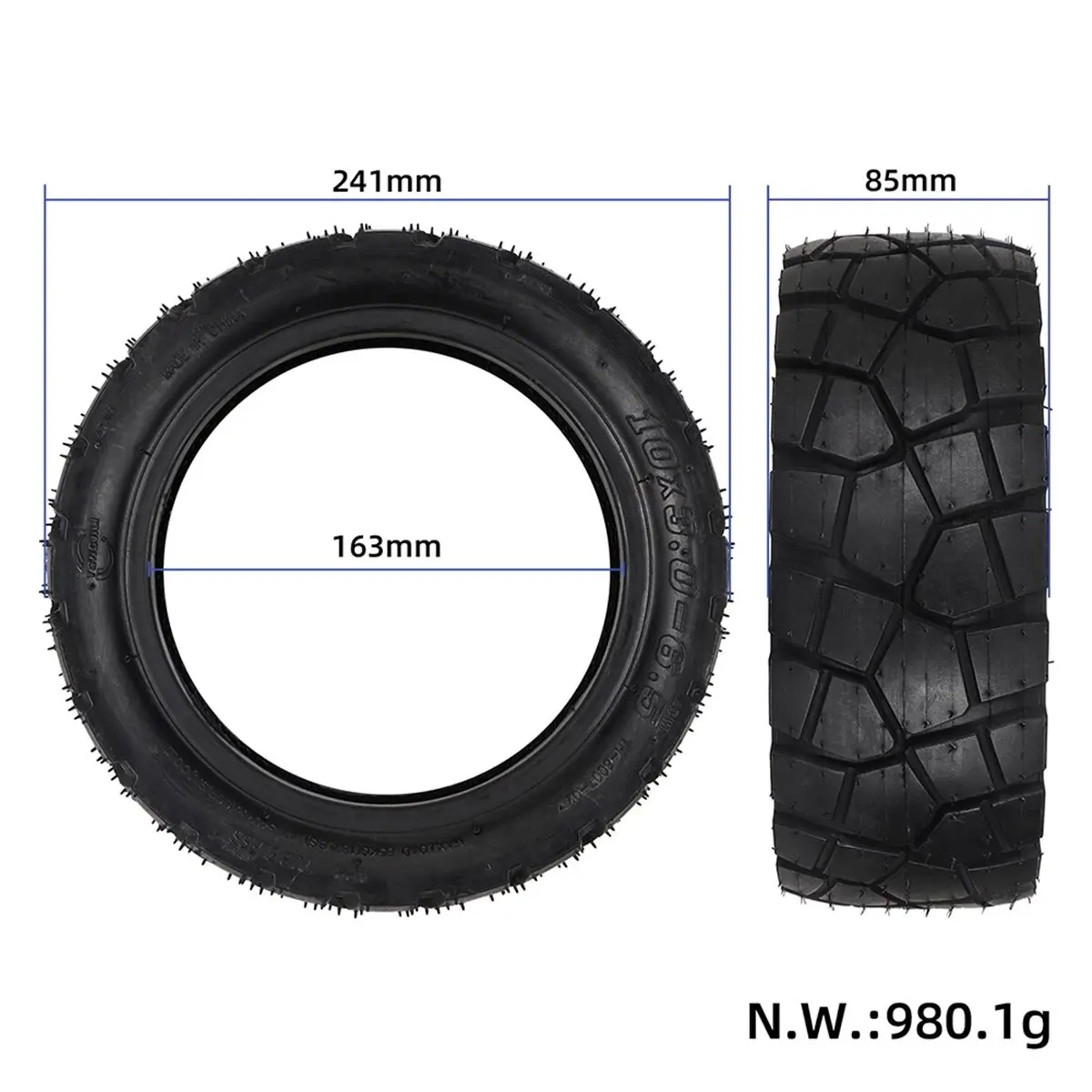 

(X07A) Внедорожная бескамерная шина для электросамоката 10x3.0-6.5, вакуумная покрышка для самоката, 10-дюймовая шина для электросамоката