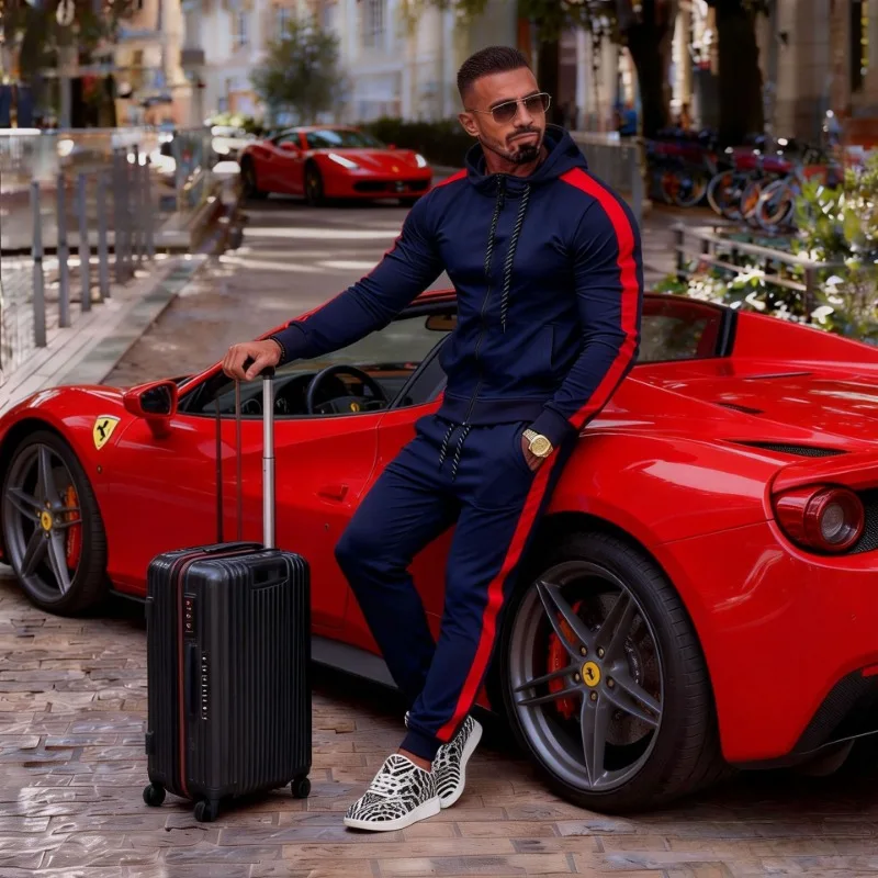 Men's 2 Piece Tracksuit Set Casual Zip Hoodie and Joggers Pants with Side Stripe Sport Outfit - view 4