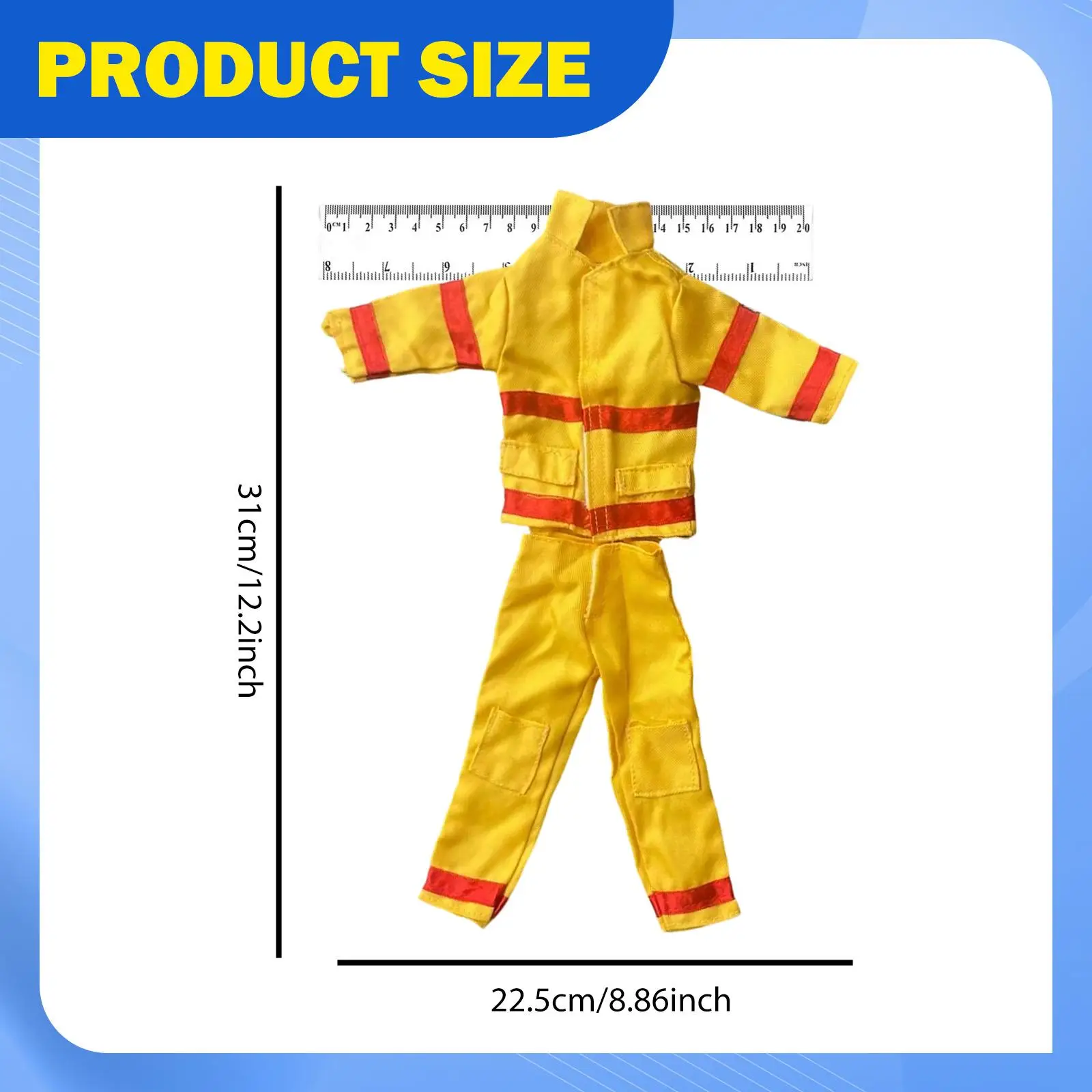 Miniature Clothing 1/6 Scale Firefighter Uniform Suit for 12 Inch Male Action Figure Customization