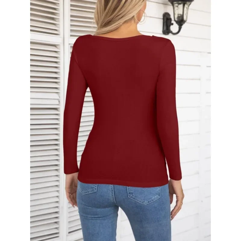 Plus size 1xl-5xl nova moda feminina casual gola irregular design oco casual manga comprida camiseta