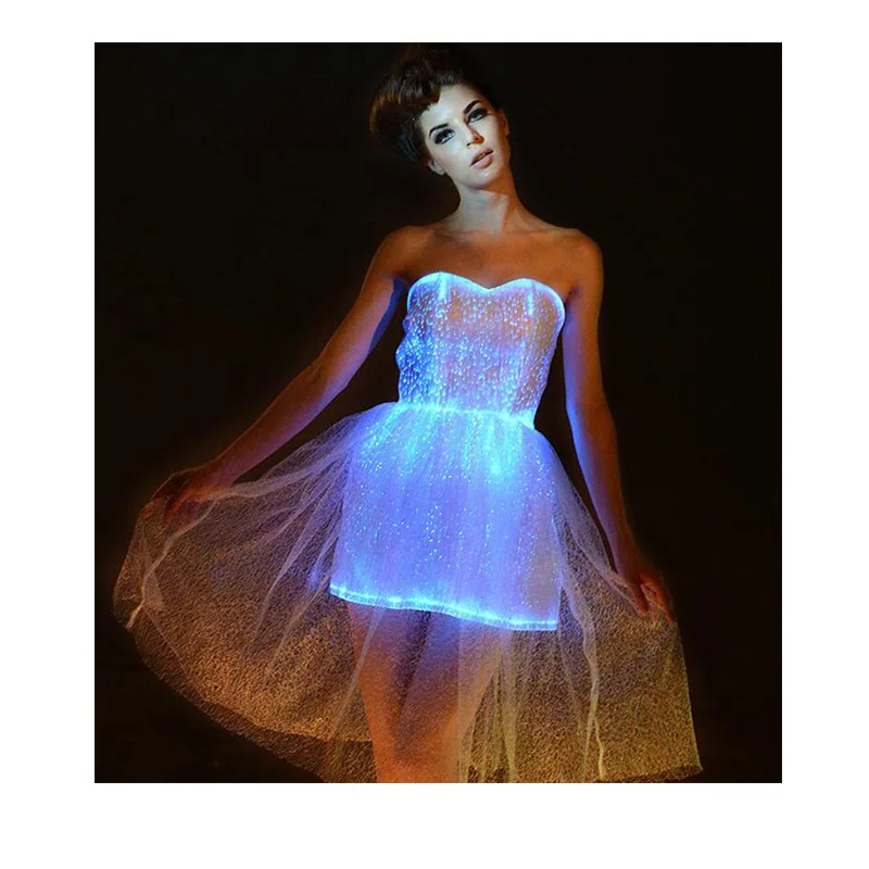 LED Light Dress Fiber Optic Dance Costume Girls LED Wedding Dress Photography Stage Prop