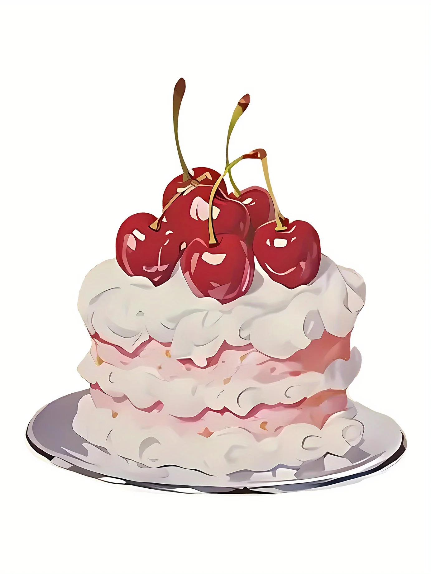 เสื้อผ้าไซส์ใหญ่สำหรับผู้หญิง สไตล์ฮาราจูกุ แขนสั้น ลายเค้กเชอร์รี่ คอกลม แขนสั้นลำลอง สไตล์สปอร์ต คอกลมแขนสั้น