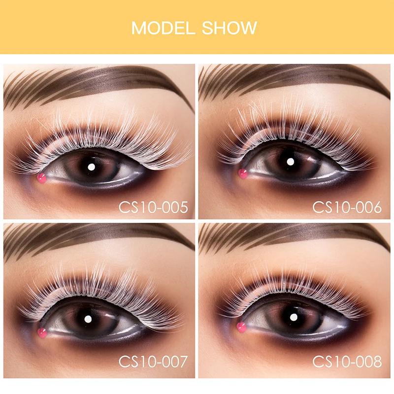 10 Pairs Classy White Cosplay False Eyelashes Fluffy Stage Bottom Makeup Eye Lashes Halloween Festival Synthetic Hair Eyelashes