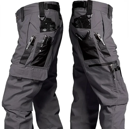 Imagen 1 del producto Pantalón de trabajo resistente al desgaste para hombre, pantalones Cargo rectos con múltiples bolsillos, pantalones tácticos para correr al aire libre, pantalones informales para primavera y otoño