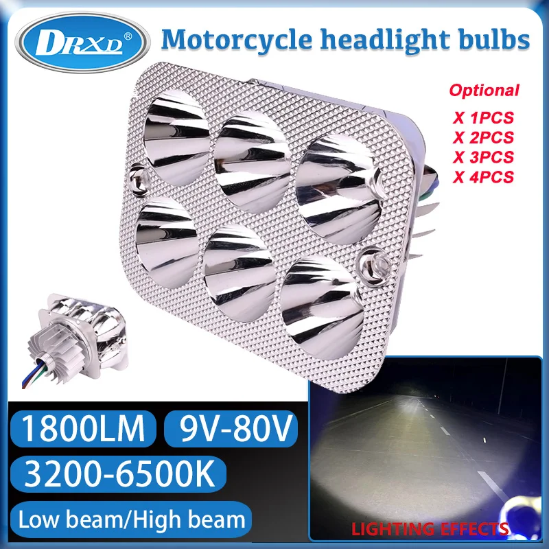 

18W 1800LM LED Motorcycle Spotlights Projectors Headlight 3200-6500k DC9~80V High Beam Low Beam Motobike Scooter Running Light