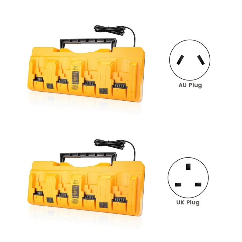 Portable 4-Slot Charger DCB104 Replacement Charger For Dewalt 20V Compatible With Multiple Dewalt Batteries AU Plug