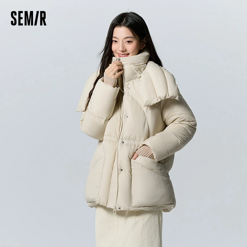 Semir Down Jacket Women Medium Length Loose 2023 New Textured Warm Winter Wear