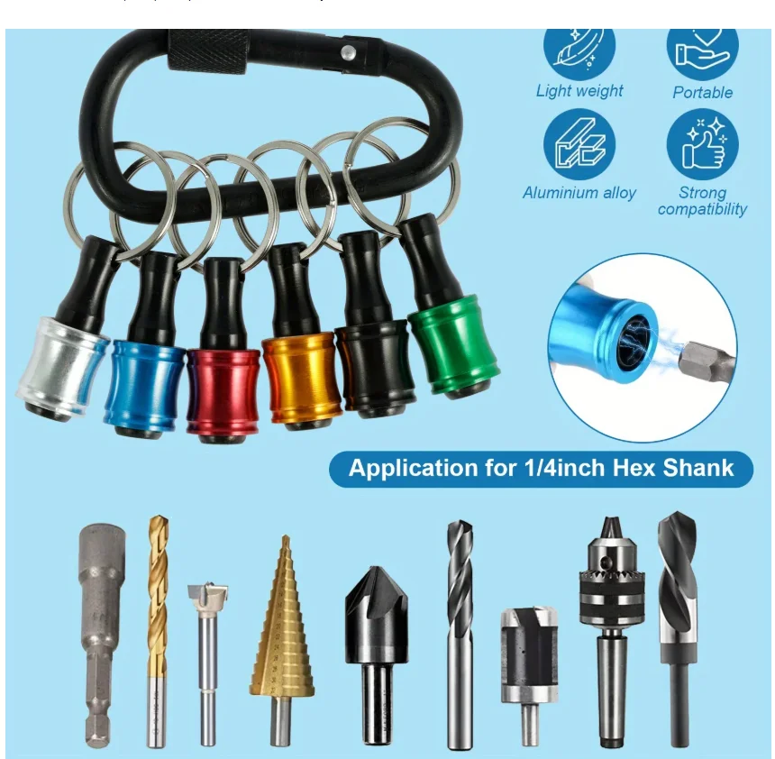 12-Piece Screwdriver Head Holder with 1/4-Inch Hexagonal Handle, lightweight Aluminum Alloy, Quick Replacement Extension Rod