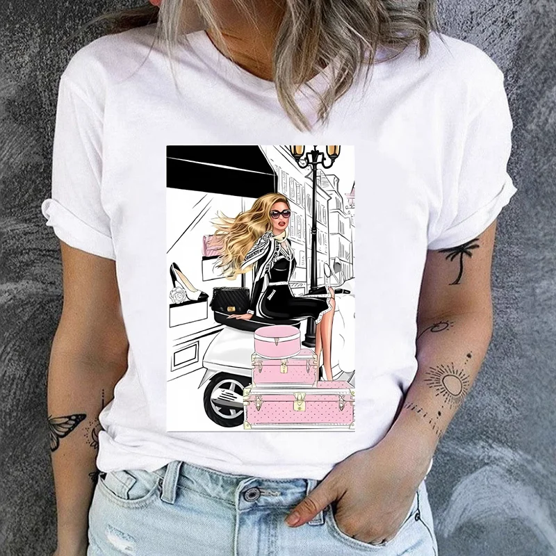 

Balloon Flowers T-shirt Harajuku Wind Summer Fashion Big Size Hot Air Balloon Love Short Sleeve T-shirt Summer polyester fabric
