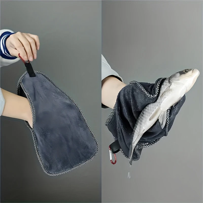 Outdoor Fishing Towel With Carabiner To Wipe Fishing Rod And Hand Towel Fishing Gear With Towel Fishing Supplies