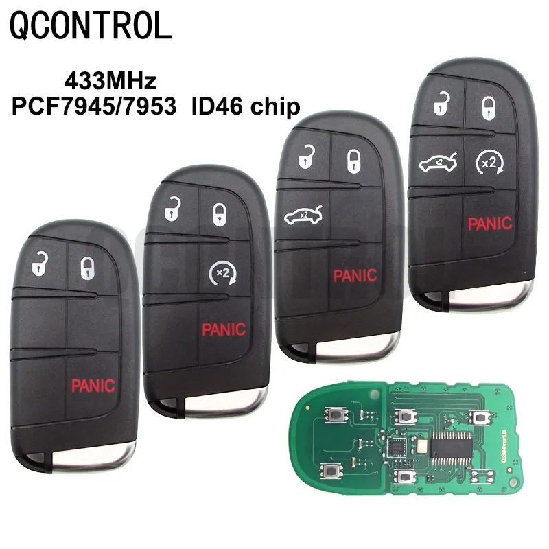 

QCONTROL Smart Remote Car Key Fob For Jeep Grand Cherokee 2014 2015 2016 2017 2018 2019 2020 433MHz ID46 Chip M3N-40821302