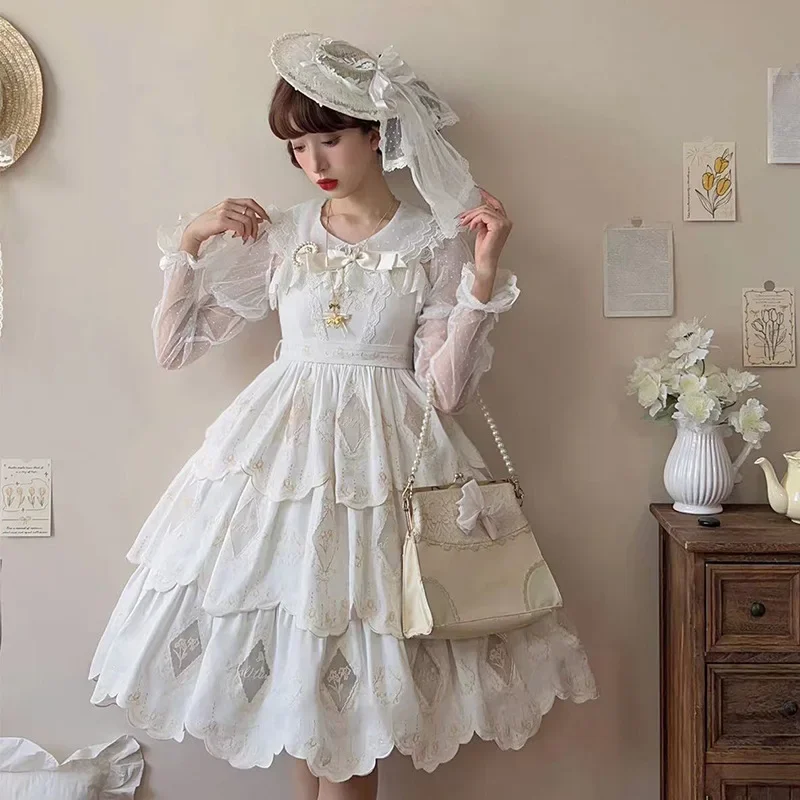 Irises under Moon ~ Elegant Flower Embroidered Lolita JSK Dress