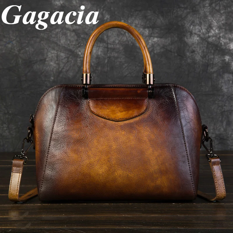 Gagacia Handmade Women Handbag Retro Genuine Leather Leisure Luxury Designer Crossbody Bag Chinese Style Women's Shoulder Bags