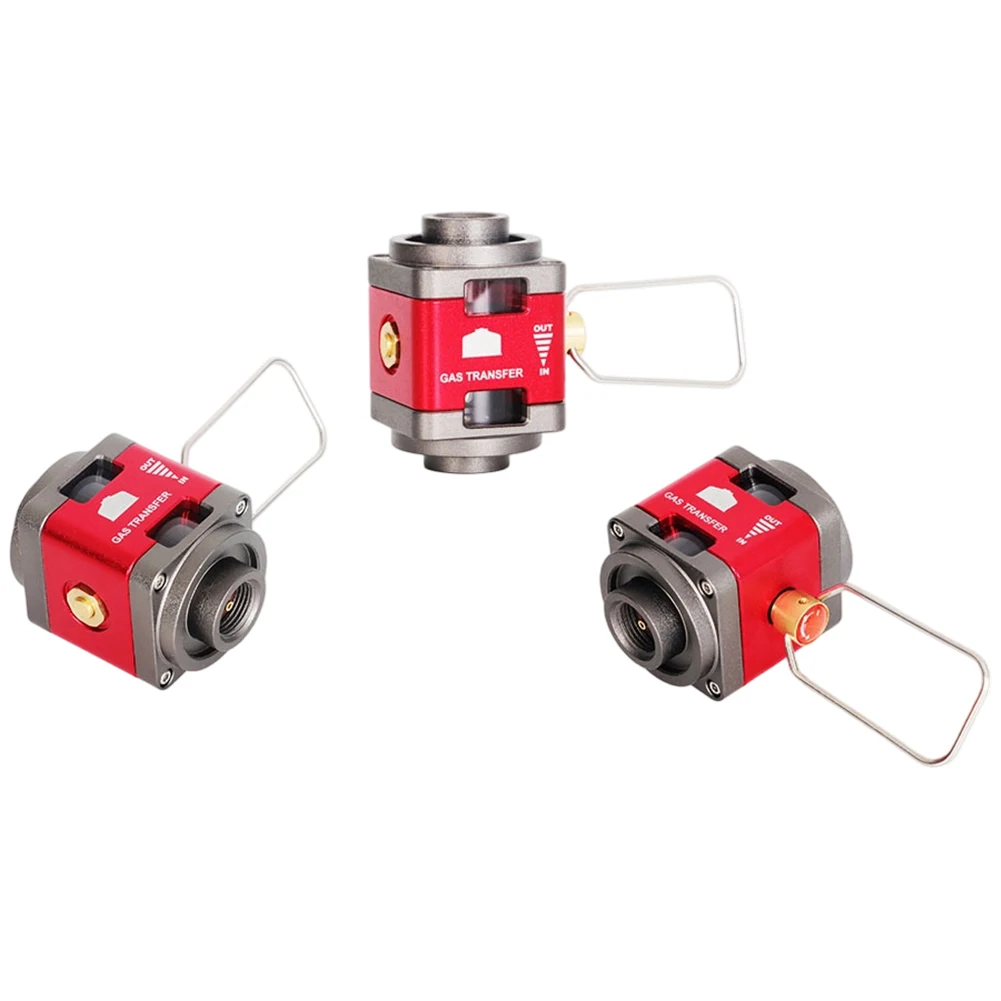 Dual Visual Window Gas Tank Converter with Residual Gas Collection Valve Adapter for Outdoor Camping Equipment