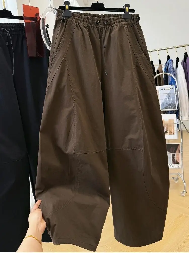 نمط جديد فضفاض نحيف ومتعدد الاستخدامات المألوف مريح واسعة الساق السراويل أزياء بسيطة السراويل النسائية