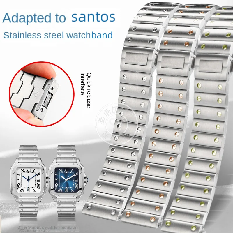 

Shenyu твердый тонкий стальной ремешок для SANTOS DE CARTIER WHSA0007 W2SA0009 ремешок для часов с 21 мм быстроразъемный интерфейсный браслет