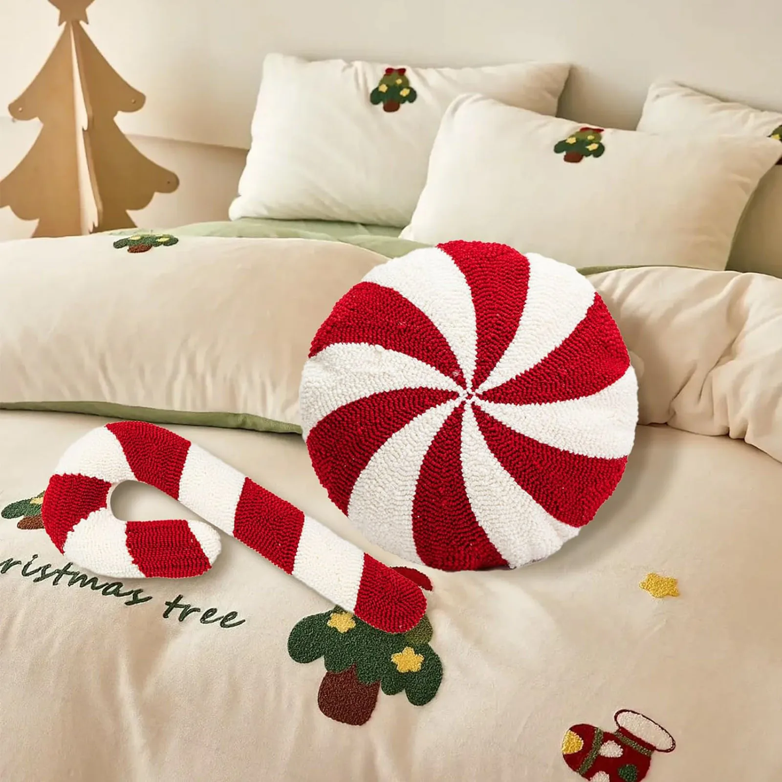 Christmas Candy Throw Pillows Crutch Pillow Christmas Decorations Cute Plush Pillows Hot sale Pillowcase Toddler Winter Pillow