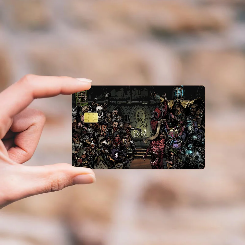 ملصقات جلدية لبطاقة الائتمان الكرتونية Darkest Dungeon لبطاقة البنك والحافلة المتروية ملصق مقاوم للماء هدية للنساء