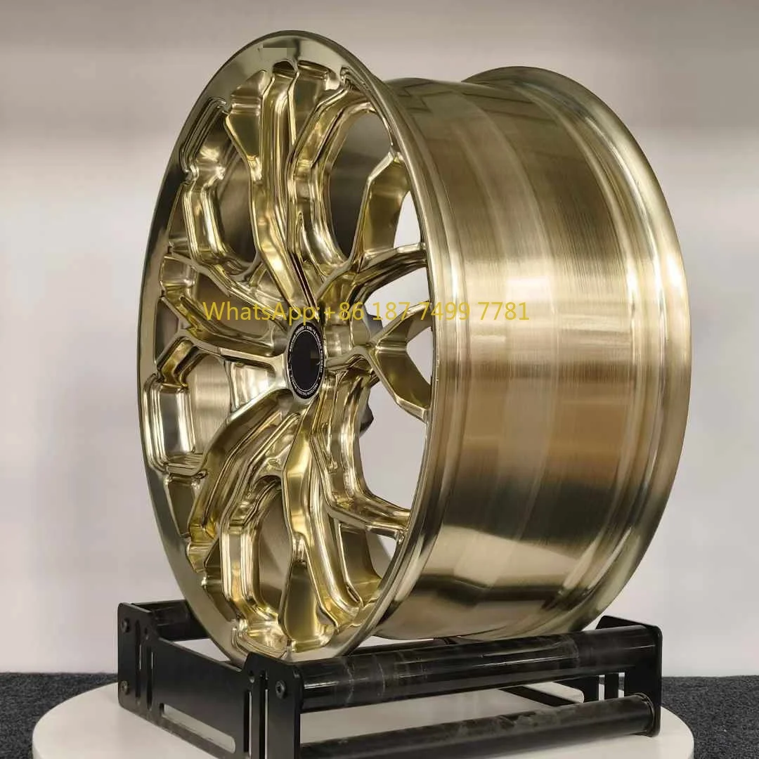 

Customized 1-Piece Forged Alloy Wheel 5x120/108/112/114.3 Brushed Gold/bronze 18-22 Inch Forged Wheel Hub with Chrome Finish
