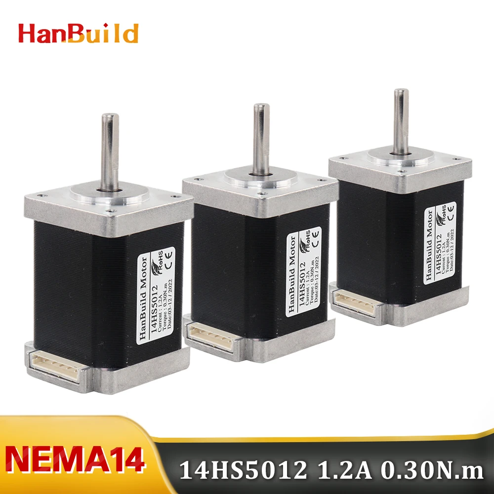 

3pcs Nema14 Motor 14HS5012 35X50MM 1.2A 0.3N.M 4 Lead Stepper Motor for CNC milling machine