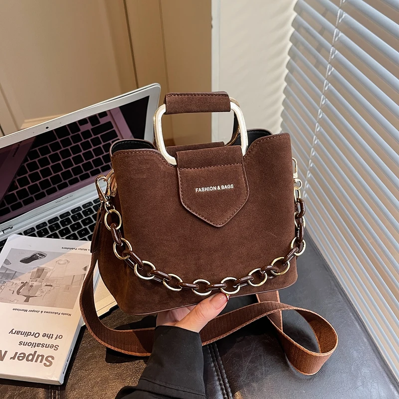 

New Elegant Suede Crossbody Bag for Women, Soft Small Purse, Fashionable & Durable Shoulder Handbag, Solid Color Commuter Bags