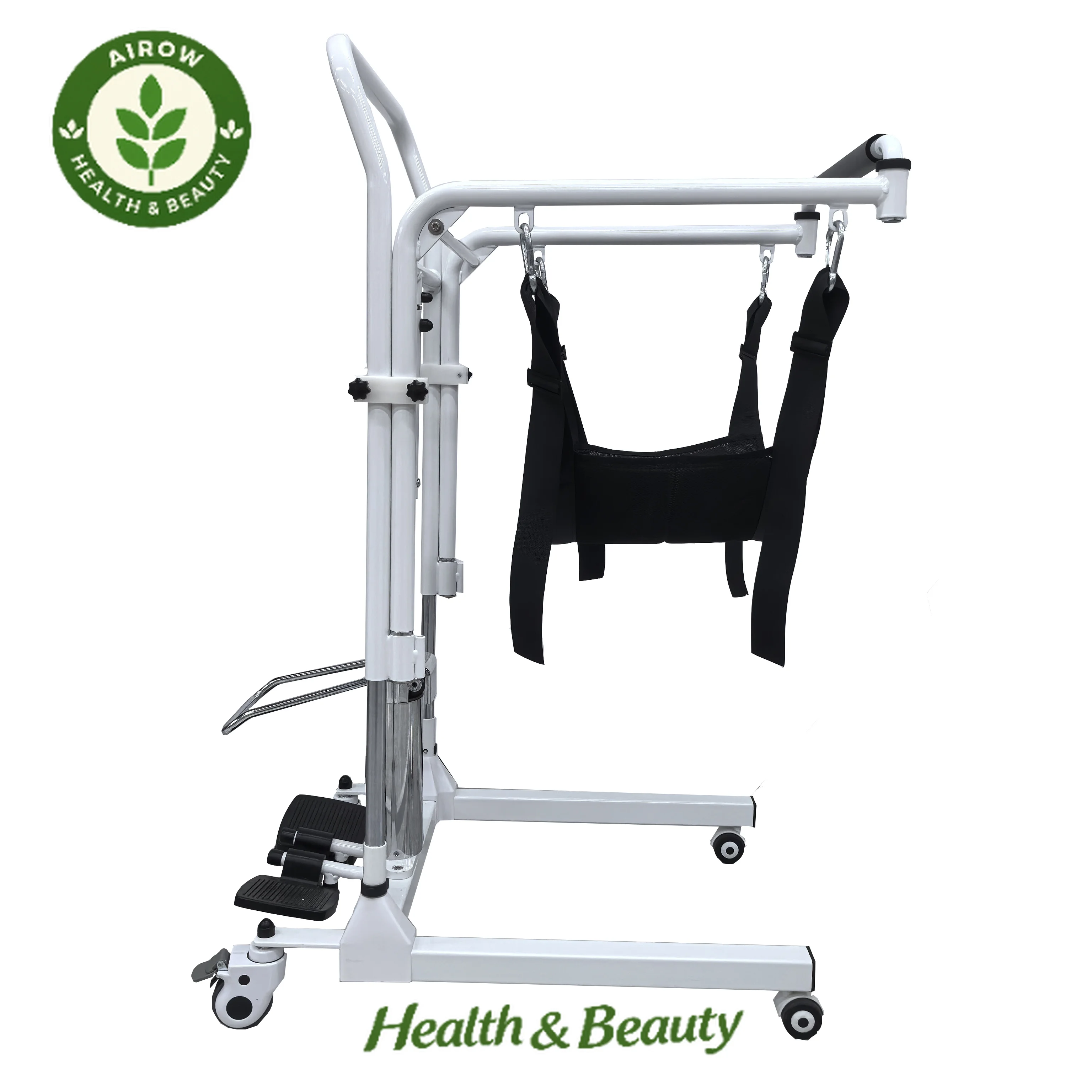 AIROW Home to Vehicle Transfer Chair with Toilet Sling Hydraulic Lift for Elderly Height Adjustable 300 Lbs Strong Loading