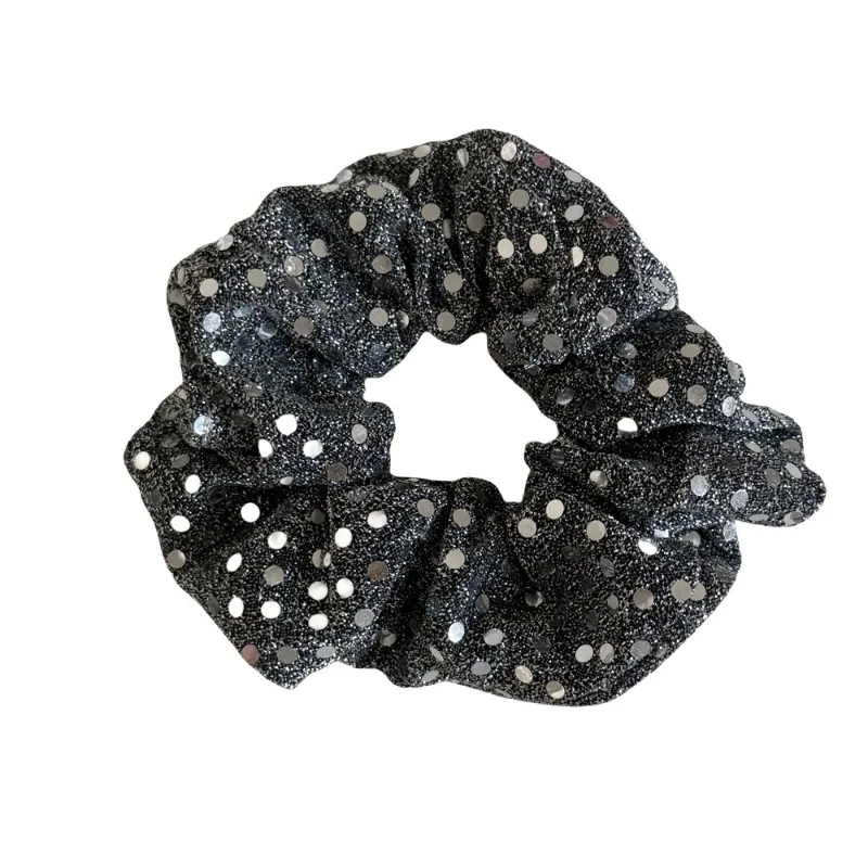Silver sequined sequined silk fabric hair band bow phone line large intestine ring high elastic headrope new hair accessories. image 3