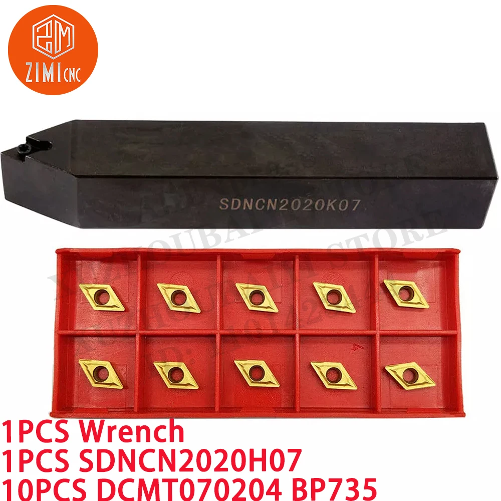 

10PCS SDNCN2020H07 Lathe External Turning Tool Holder +10PCS DCMT070204 Carbide Inserts CNC metal lathe mechanical cutting tools