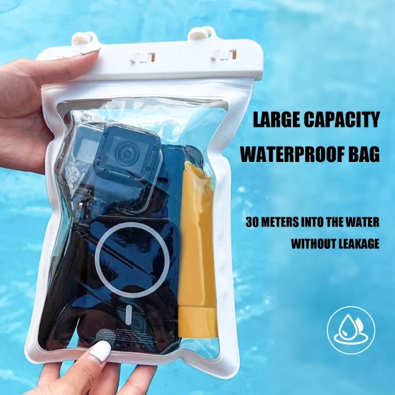 Waterproof Dry Bag for Phones and Small Items, PVC Pool Storage Case with Triple Lock Closure, Clear Front and Strap 24BD