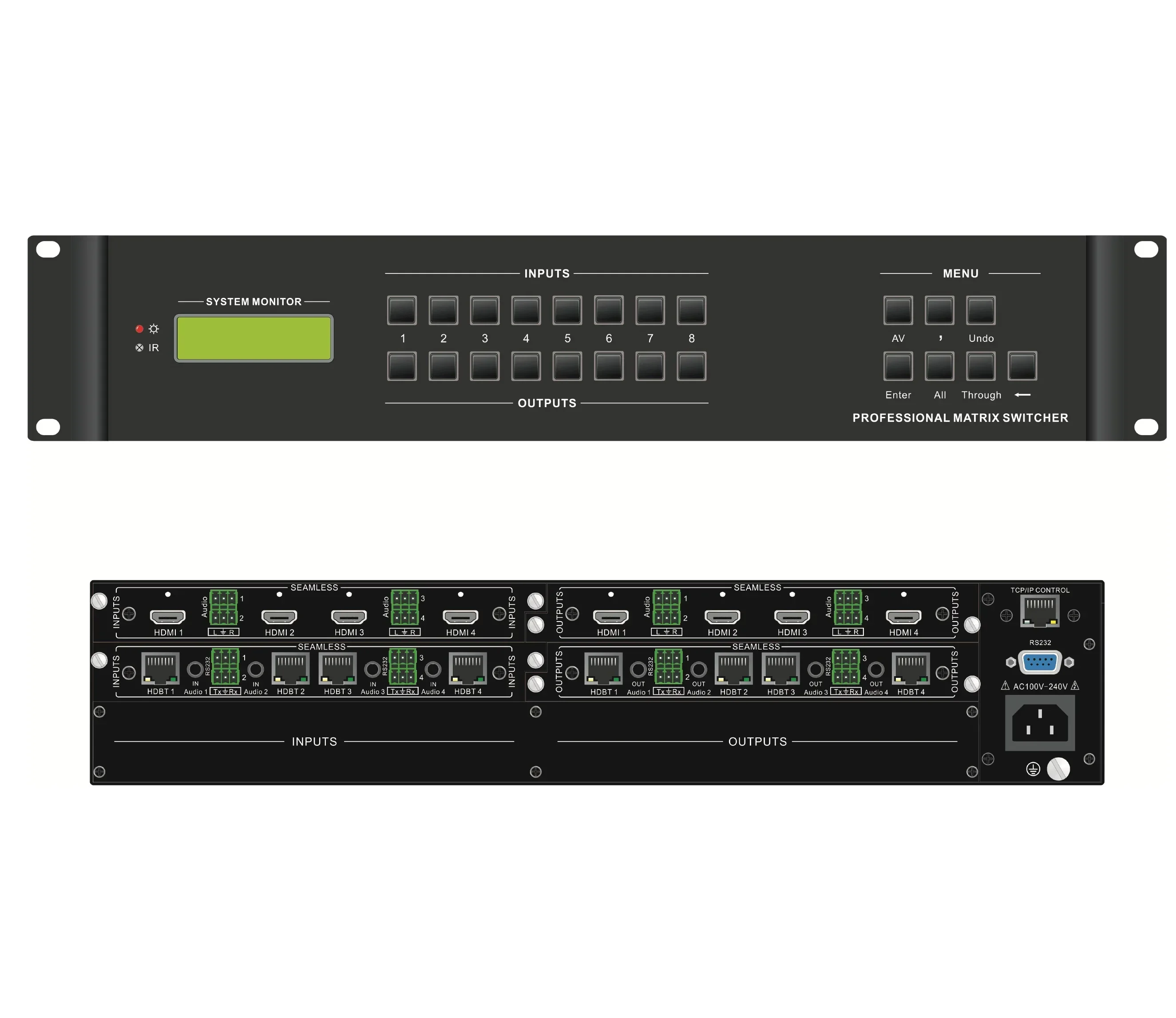 MAX0808 8-channel HD Hybrid Matrix For Hd Video Conference System Matrix Support CVBS YPbPr VGA DVI HDM1 3G/HD/SD-SDI Hdcp EDID