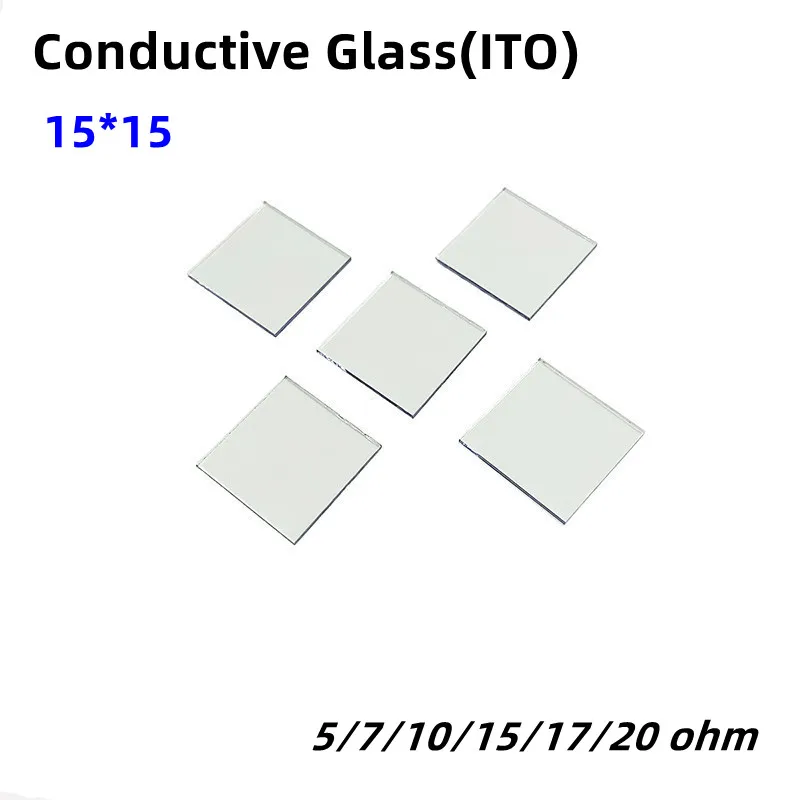 

15x15x1.1mm 200pcs Lab Transparent Conductive Glass 5ohm/7ohm/10ohm/15ohm/17ohm/20ohm Indium Tin Oxide ITO Glass Coated Glass