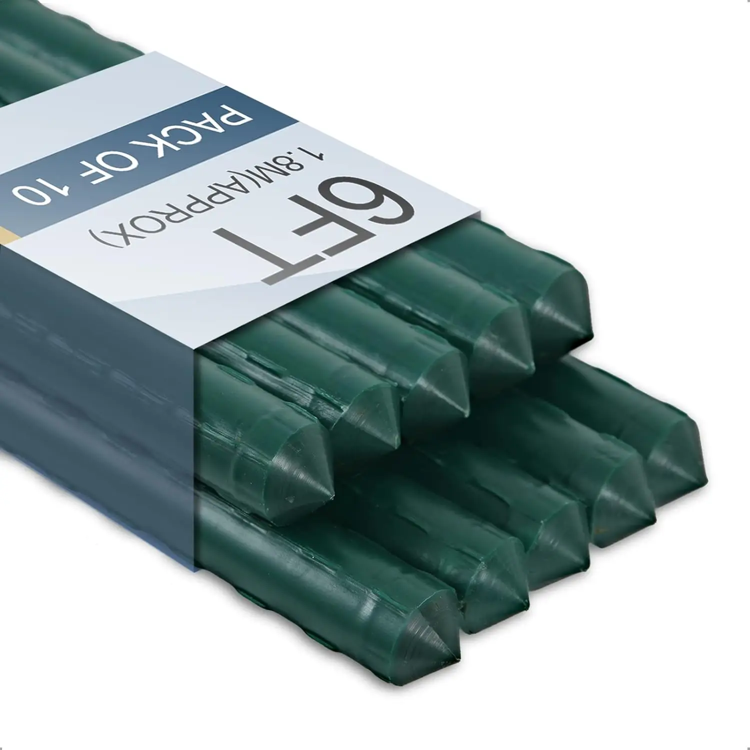 

6-футовые садовые колья для уличной поддержки растений, палочки для кольев диаметром 0,78 дюйма, металлические столбы для фасоли, огурца, дерева Cli