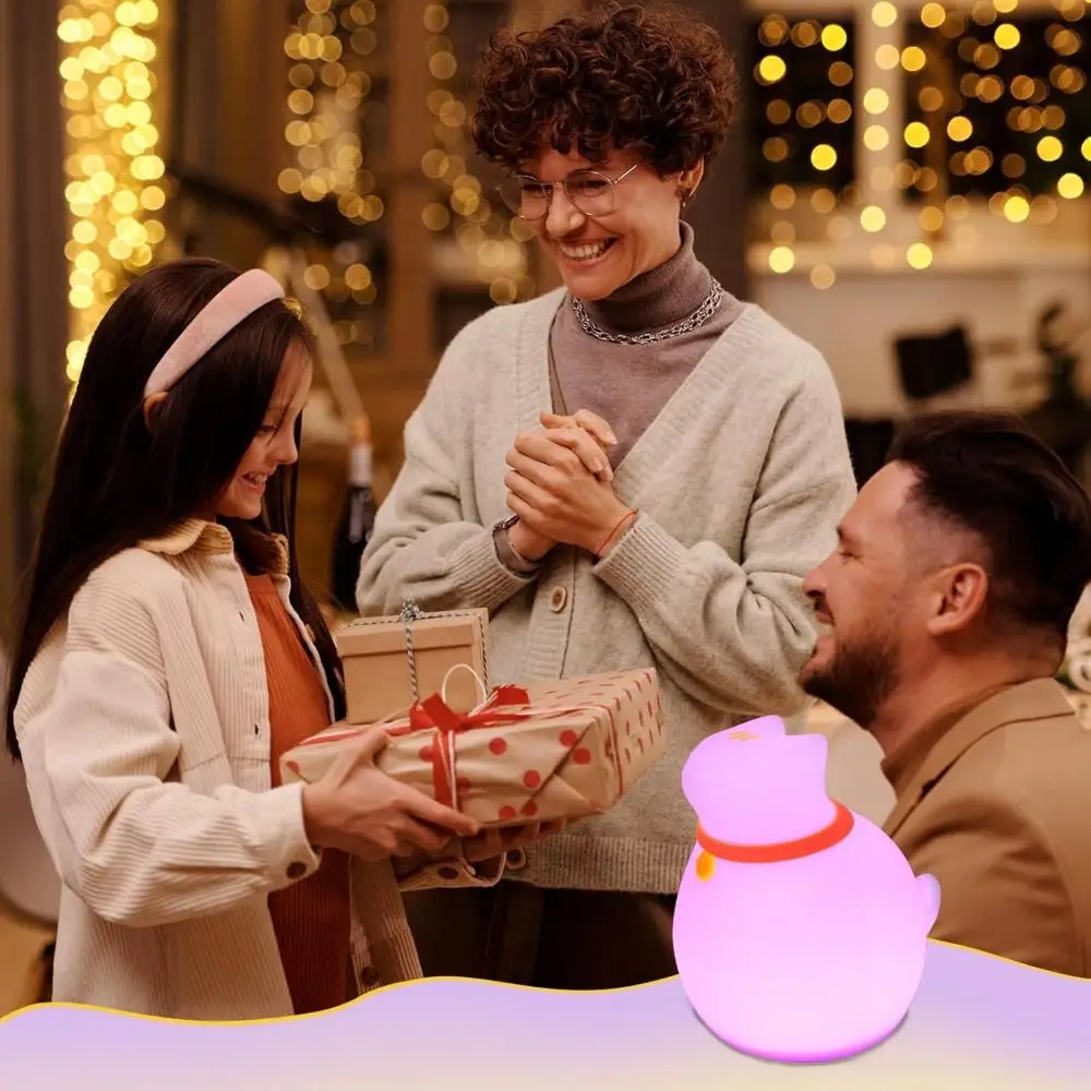 Nowa Ładowalna przez USB Lampka Nocna dla Kota Zmieniająca Kolory Miękki Silikonowy Uroczy RGB Lampka do Sypialni Dziecięcej 3 Tryby Ciepłe Światło