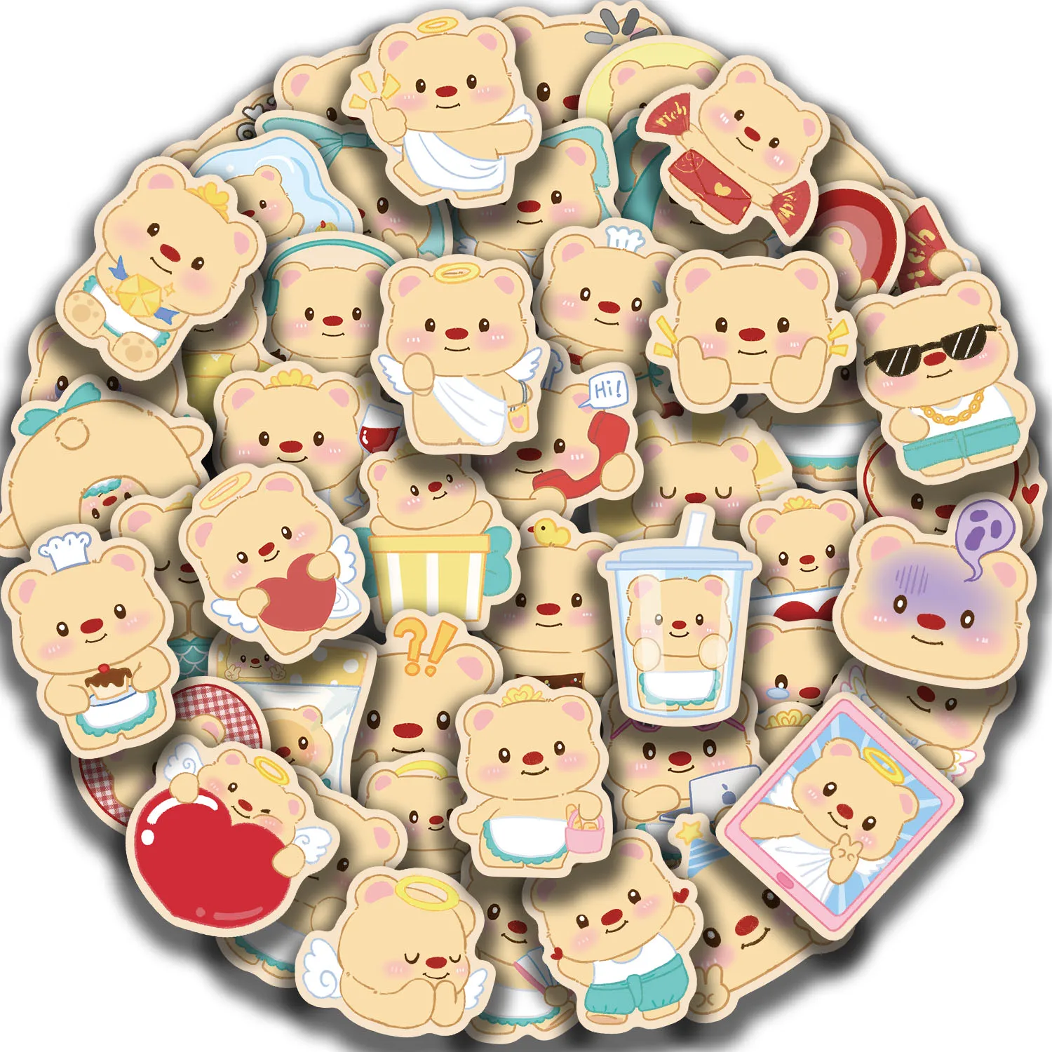 60PCS Cartoon Cute Butter Bear Stickers For Water Bottle Skateboard Mobile Phone Laptop Computer Sticker Creative Decoration﻿