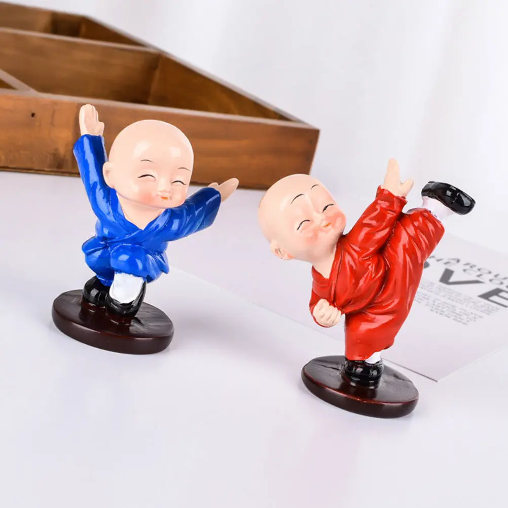 4Pcs Traditional Chinese Monk Figure Car Interior Decoration Resin Sculpture for Vehicle Dashboard Home Office Bedroom Decor