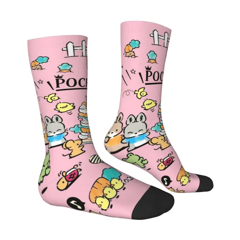 Custom Pochacco Wallpaper Men Women Crew Socks Unisex Novelty 3D Printing Dress Socks