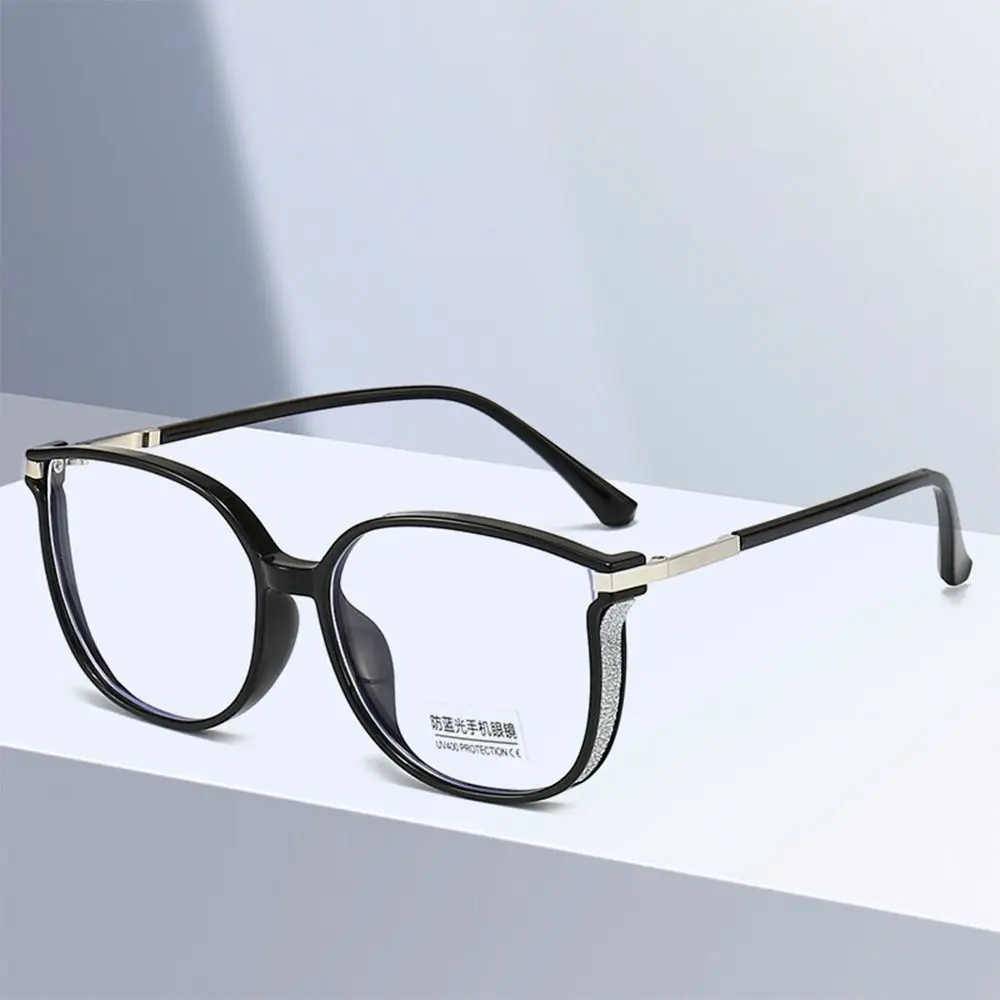 Sparkling Blue Light Blocking Women's Reading Glasses Oversized Frame Bling Diamonds Presbyopia Eyeglasses Metal Frame