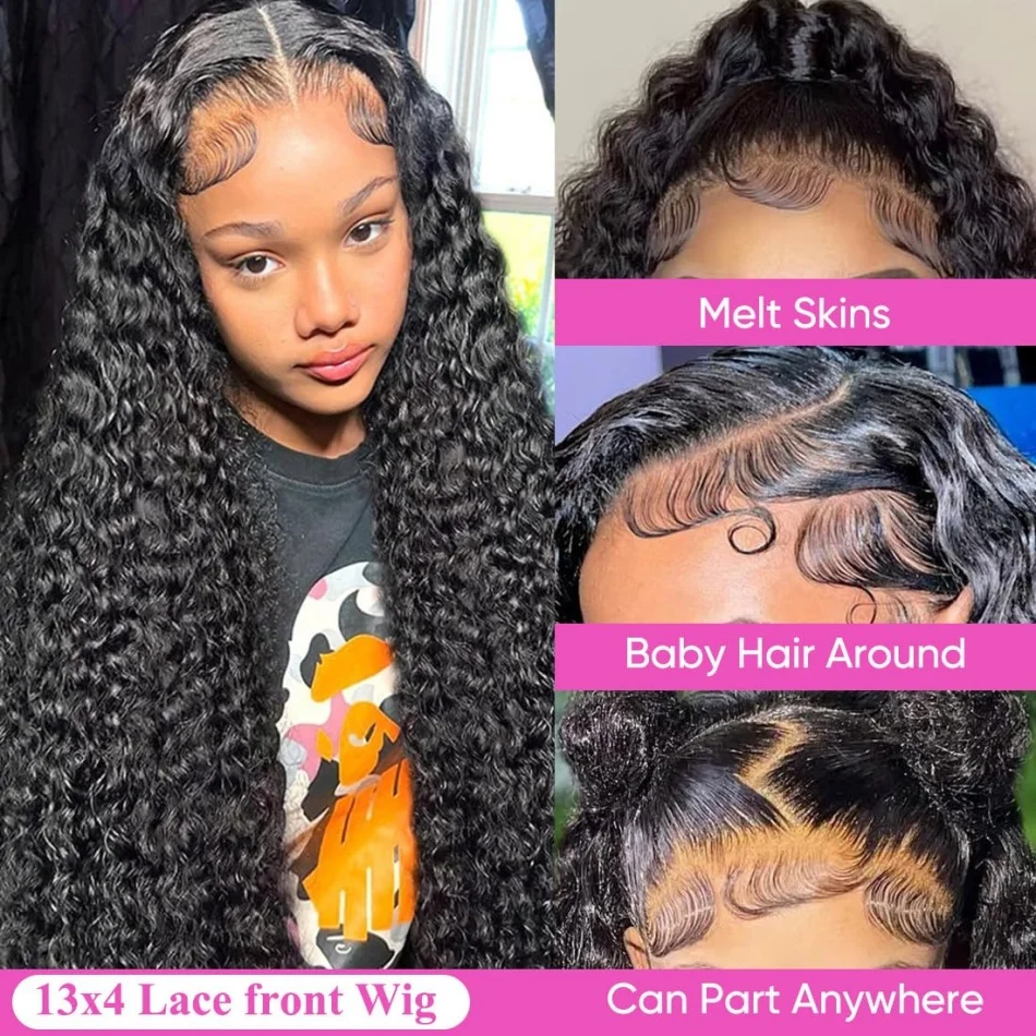 ﻿ HD 30 بوصة موجة عميقة 13x6 13x4 الدانتيل الجبهة خصلات الشعر المستعار الإنسان البرازيلي غريب مجعد 4x4 إغلاق الباروكات الشعر البشري للنساء السود