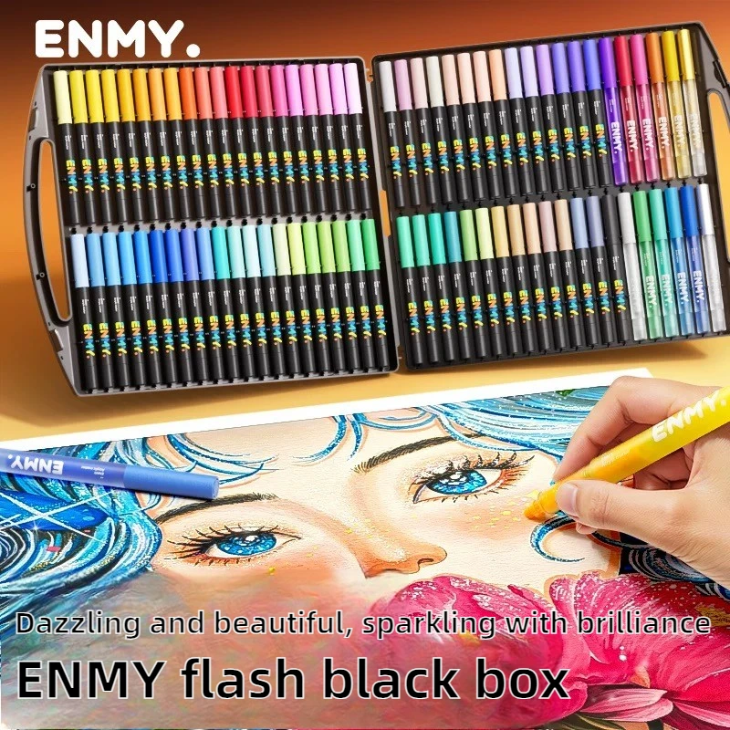 

ENMY 80 Colors Flash Direct Liquid Acrylic Markers Soft Tip Non-Transparent Art Markers Office School Supplies Stationery