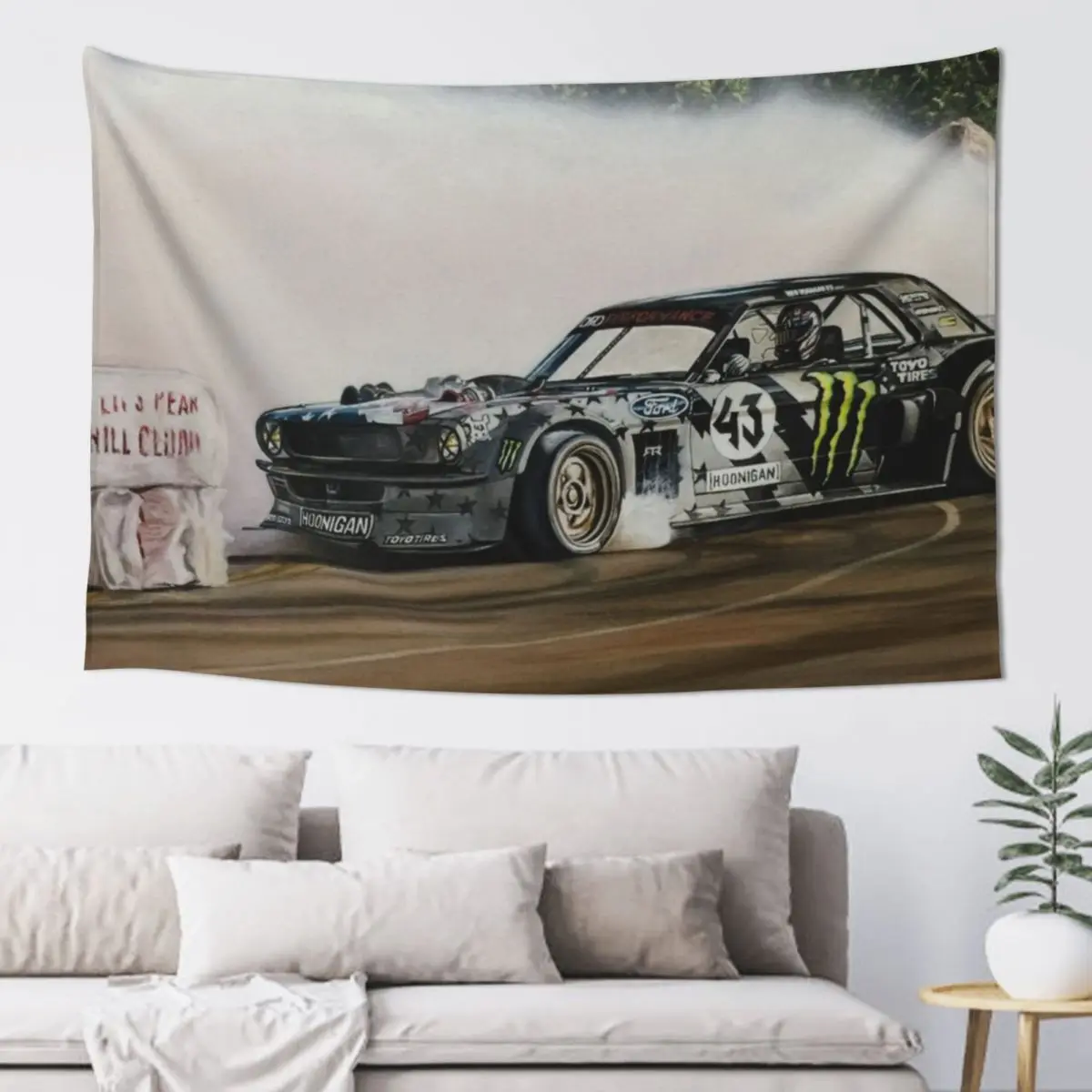 

Hoonicorn Drift Car Tapestry Bed Room Decoration On The Wall Tapestry