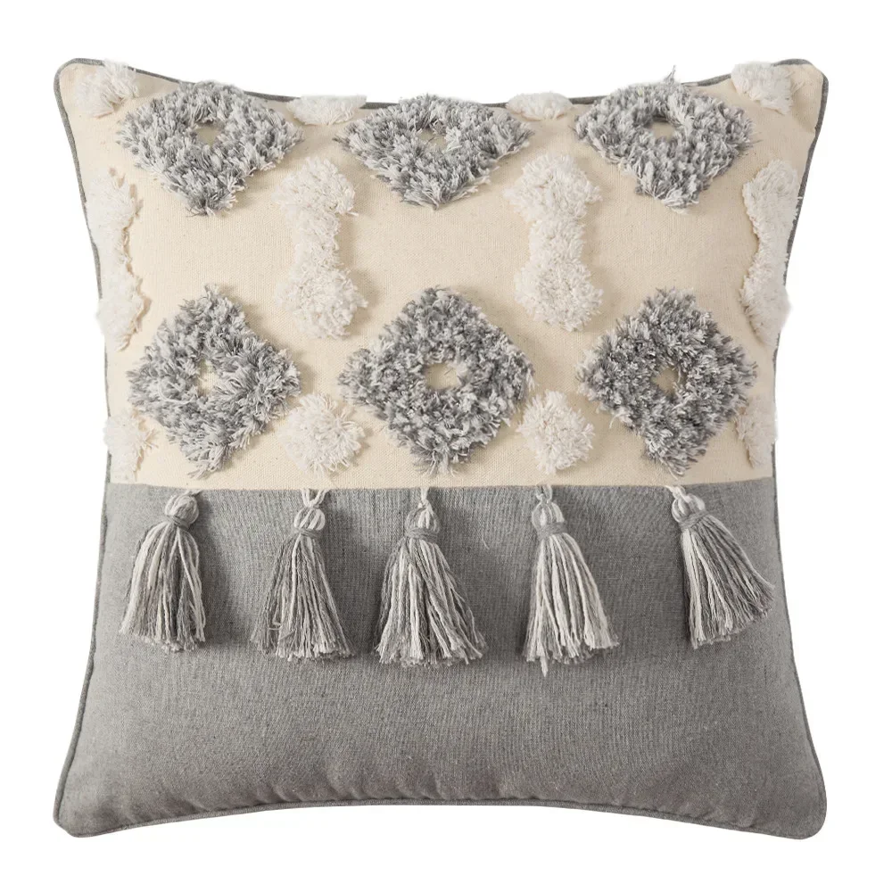 Home Decoration of Homestays, Ethnic Style Cushions, Bedside Insets, Moroccan Lace Tassel Tufted Pillows, Pillowcases