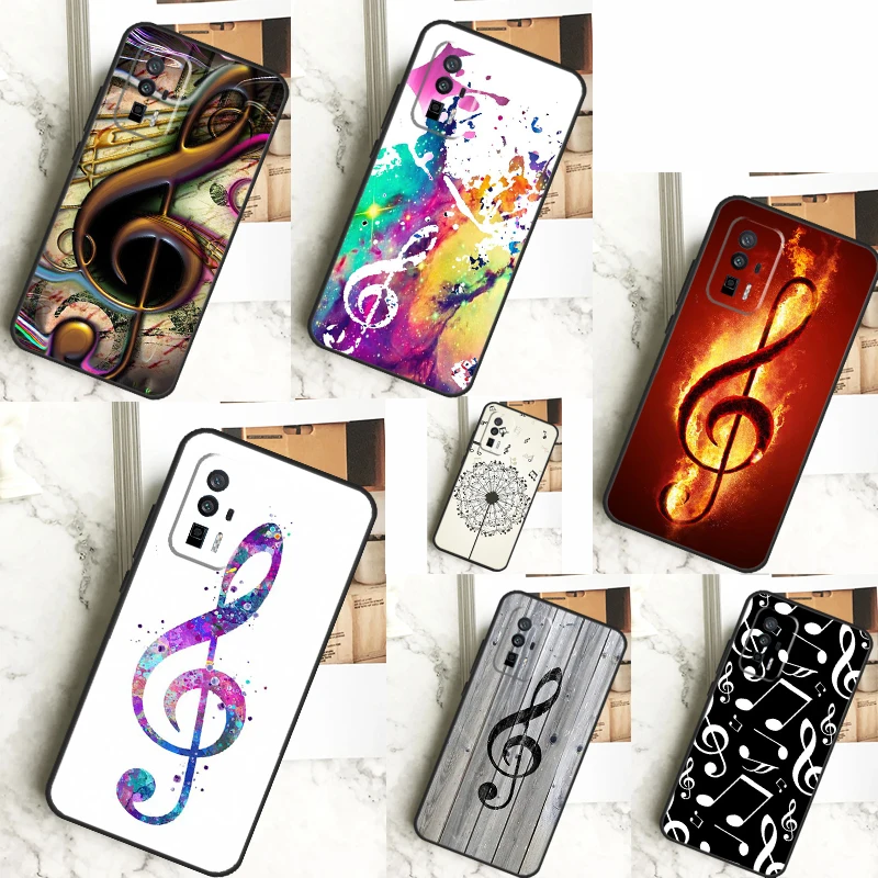 Treble Clef Music Note Case For POCO X3 X6 F6 Pro M6 X5 F3 F5 M5s Xiaomi 13 14 Ultra 12 Lite 11T 12T 13T Pro Cover