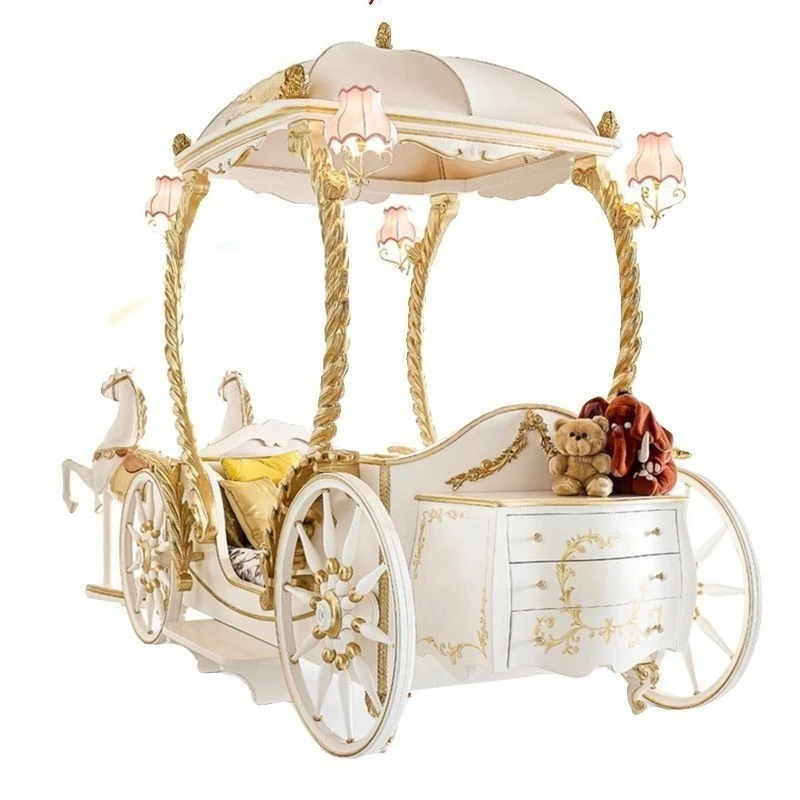 European princess bed, retro old craft solid wood hand carving art luxury French bed