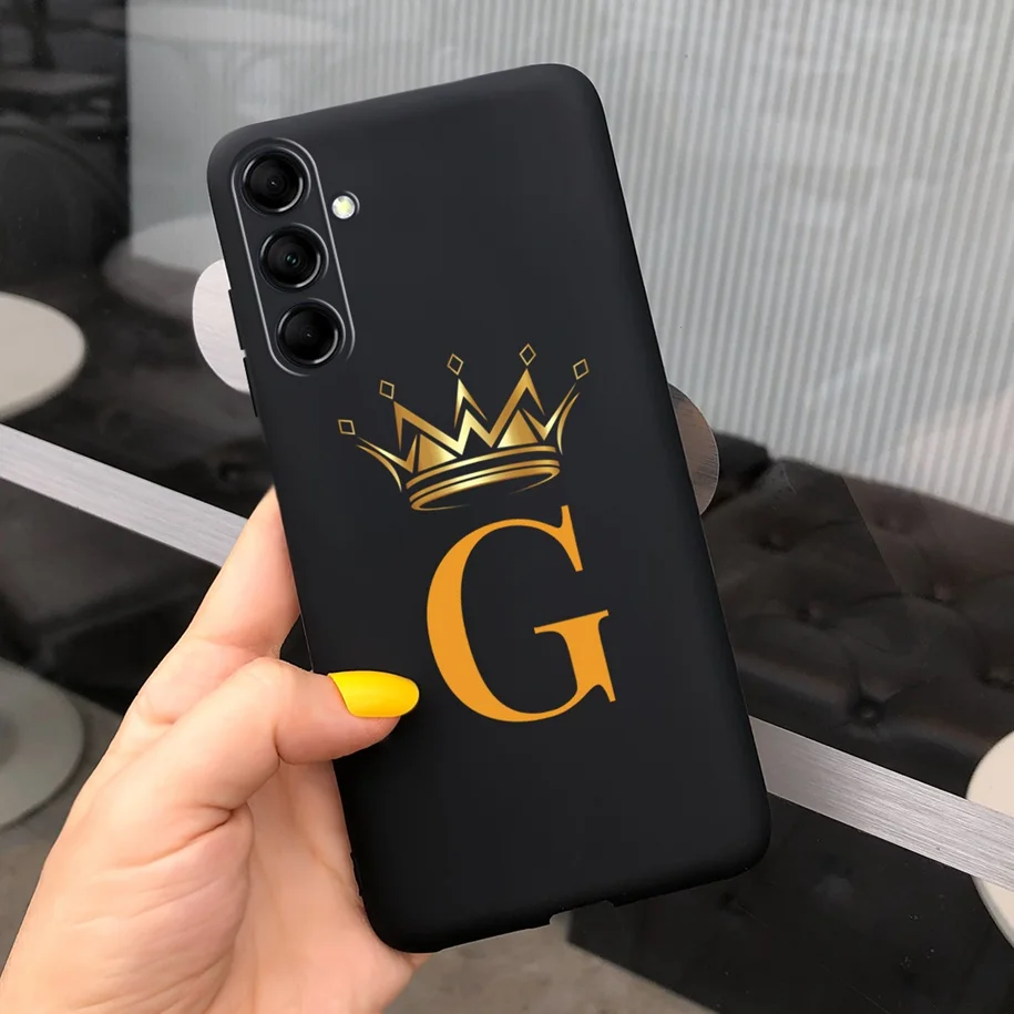 For Samsung Galaxy A55 5G 2024 Case Luxury Crown Letters Soft Silicone Matte Cover For Samsung A15 A25 A35 5G A356B A256B Bumper