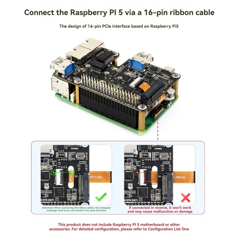 

Плата расширения ABAC-For Raspberry Pi 5. Pcie To M. 2 USB ETH HAT+ Double 2.5G Ethernet USB3.2 M. 2 Nvme SSD для RPI5