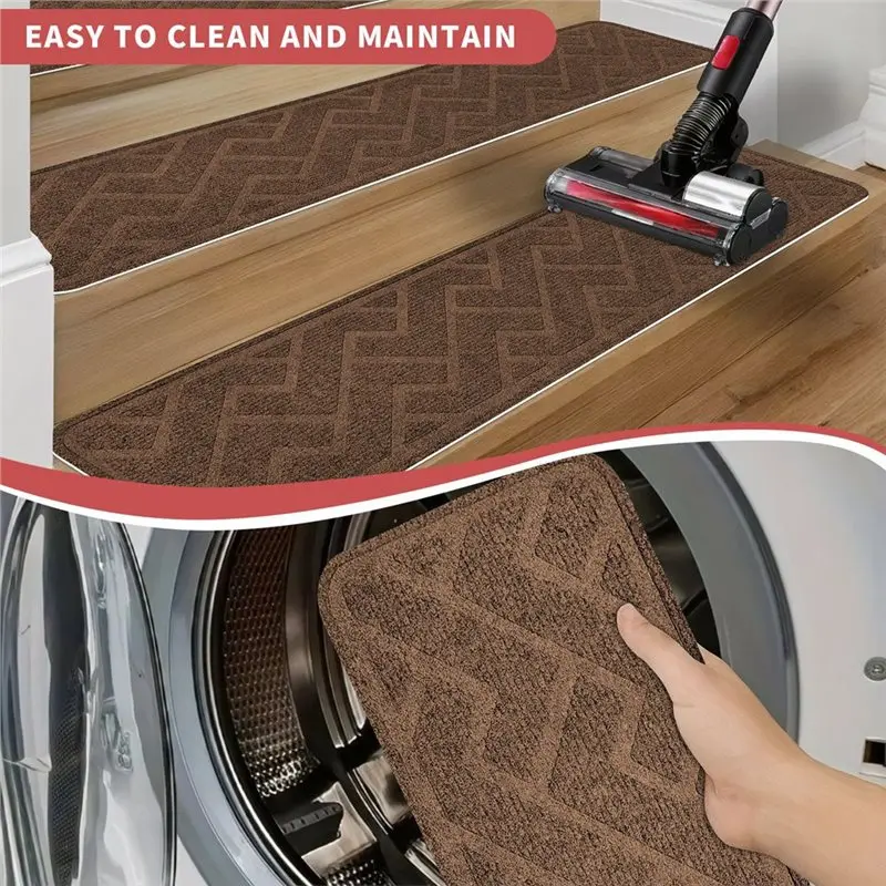 TKOH-Stair Tread Mats Non Slip Stair Carpet Washable Stair Step Pads