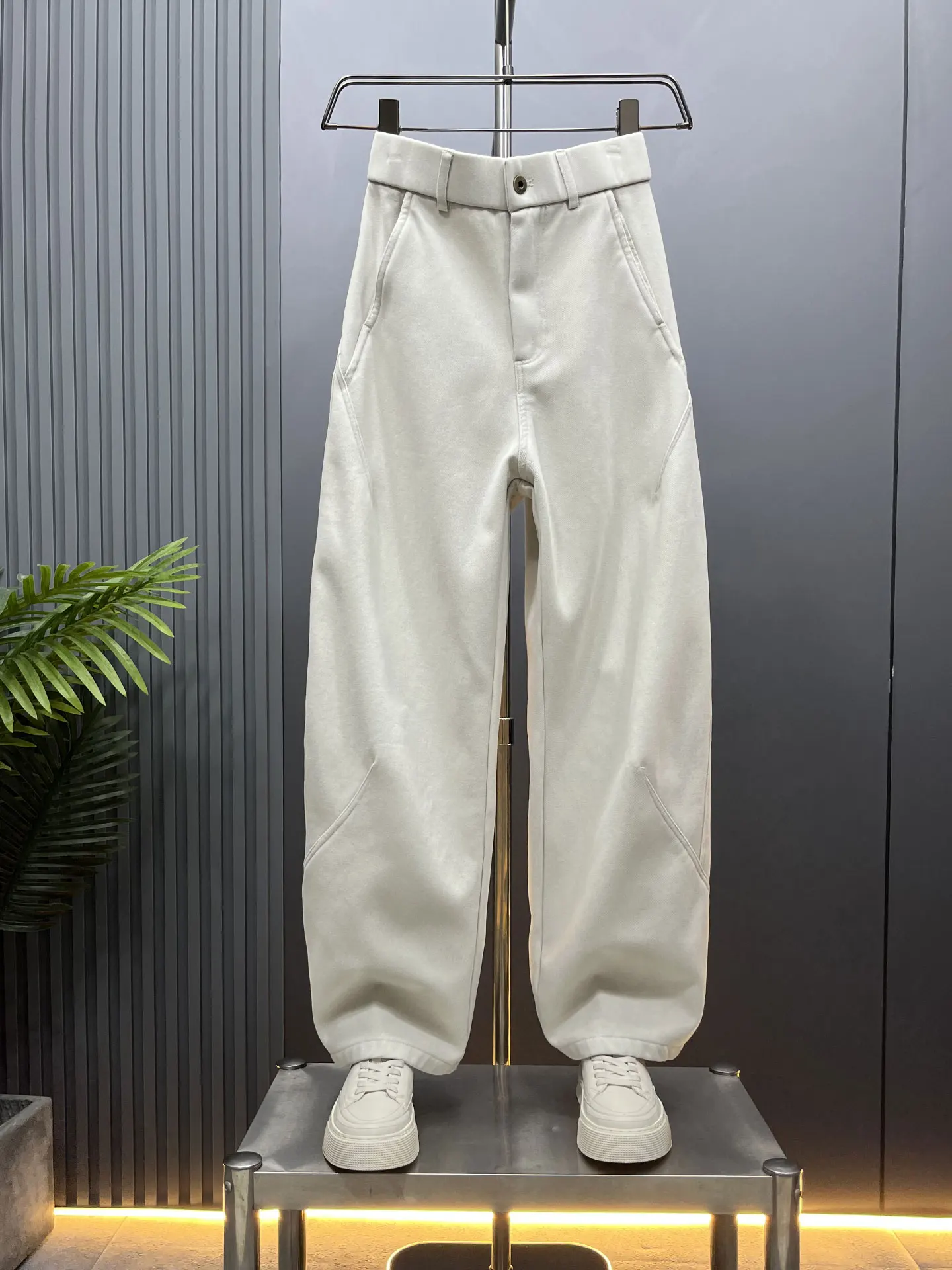 

Men's Winter Fce Lined American Casual Pants Loose Luxury Straight Leg Long Trousers Youth Versatile Haome Wide Leg Spo...