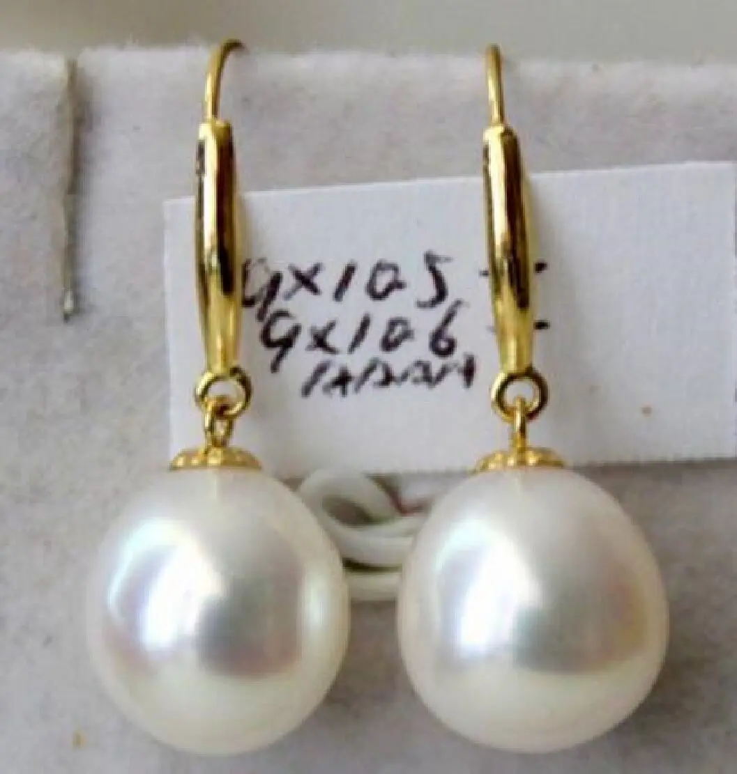 

noble jewelry stunninga pair of 11-12mm natural baroque white pearl earring 18k