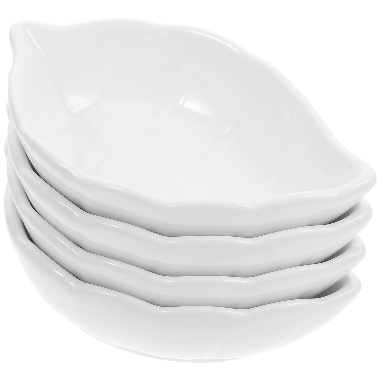 

4Pcs Ceramic Sauce Plates Leaf Shaped Seasoning Bowls Sushi Dipping Appetizer Serving Dishes Home Kitchen Ceramic Sauce Plate