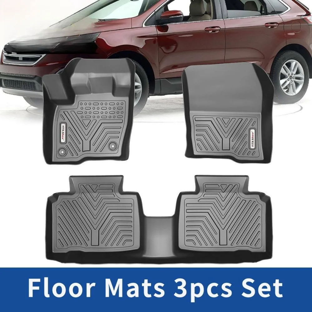 

3D Floor Mats Set for 2015-2024 Ford Edge All Weather Non-Slip TPE Rubber Liners
